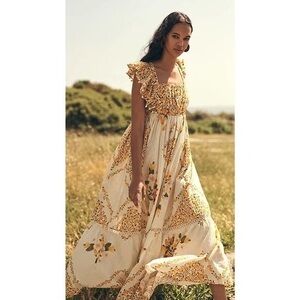 Boho Floral Maxi Dress - Yellow Floral